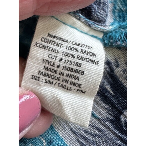 Billabong Floral Kimono Cardigan Cover Up Turquoise Bohemian Flowy - Picture 10 of 13